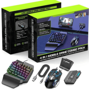 SM 5 in 1 Mobile Gaming Combo Pack with RGB Mini Gaming Keyboard, Mouse, Mobile Holder, Mouse Pad, Adapter for PUBG, Call of Duty, Fortnite