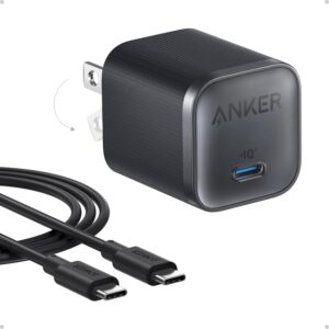 Anker Nano Charger, 45W Fast Charging, Compact and Foldable Plug USB C Charger Block for iPhone 17 Series,