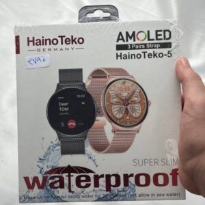 HainoTeko HainoTeko-5 Super Slim AMOLED Display Smart Watch With Waterproof AI Voice Assistance and 3 Pair Straps For Ladies (Black)