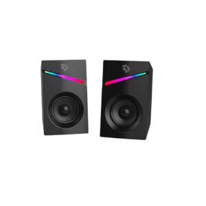 Porodo Gaming Stereo Speakers Wired 1.1m Cable, RGB Lighting, Broad Compatibility, USB Plug & Play, 6W Audio Output