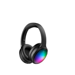 Wireless Bluetooth Headphones with ANC Microphone, Rainbow RGB Lights Effect Lightweight Foldable Over-Ear Headphones with Music