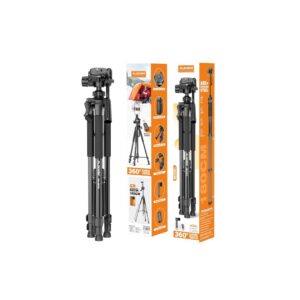 PK-9970 – 180CM Tall, 360° Rotating Tripod with Bluetooth Remote, Phone Holder & Carry Bag – Compatible with DSLR, iPhone, Android